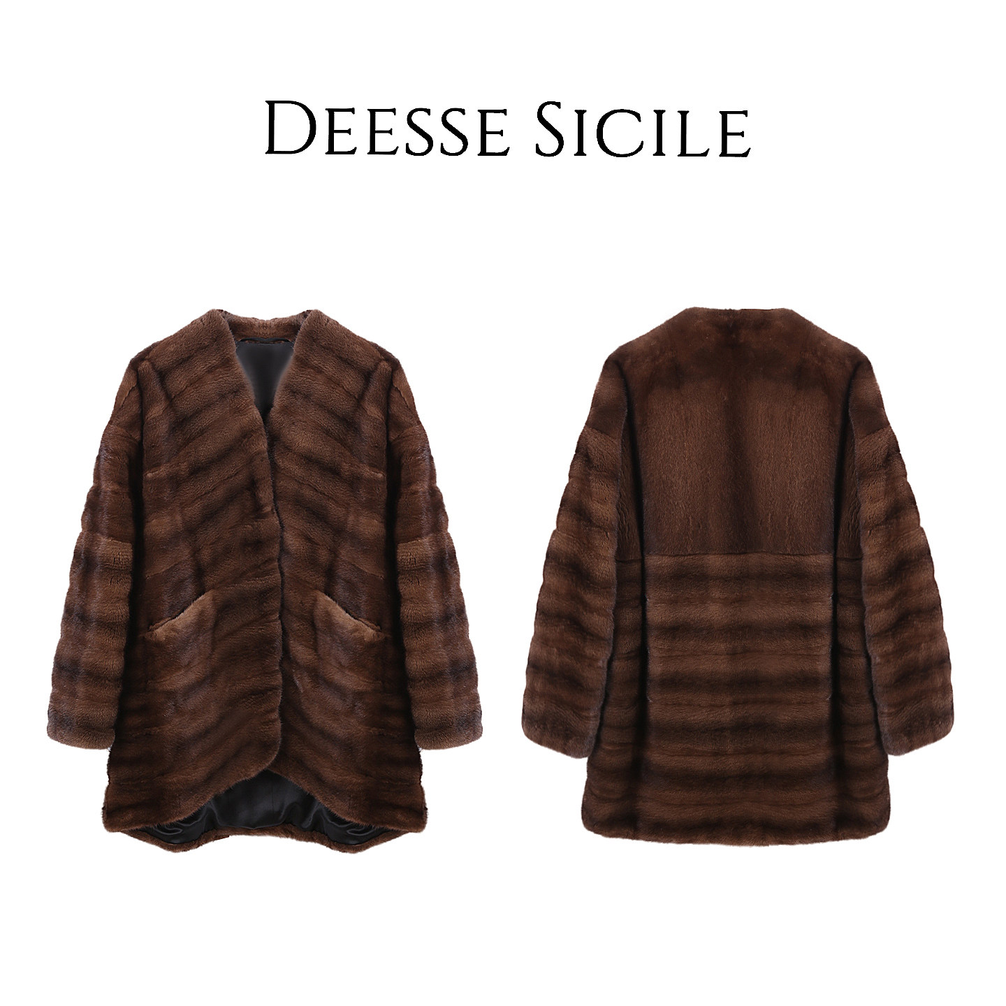 Deessesicile水貂毛抽刀拼接V领廓形貂皮大衣中长款宽松皮草外套,女装/女士精品,皮草,淘宝优惠券,粉丝福利购,淘宝优惠卷