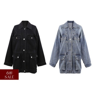 外套女 时髦廓形水洗牛仔风衣宽松休闲口袋工装 DeesseSicile 折扣