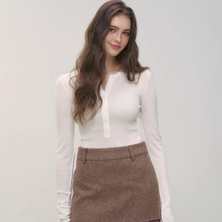 智性风亨利领修身显瘦针织衫