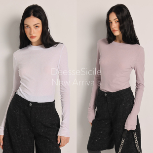 长袖 上衣通勤时尚 T恤女 显瘦打底衫 Deessesicile极简穿搭全棉修身