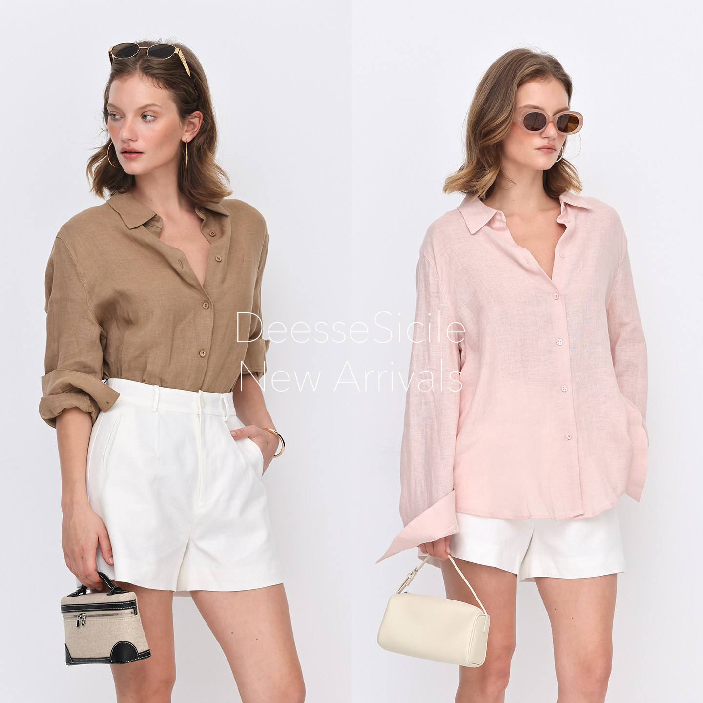 Deessesicile松弛简约100亚麻女衬衫老钱风通勤宽松百搭长袖上衣