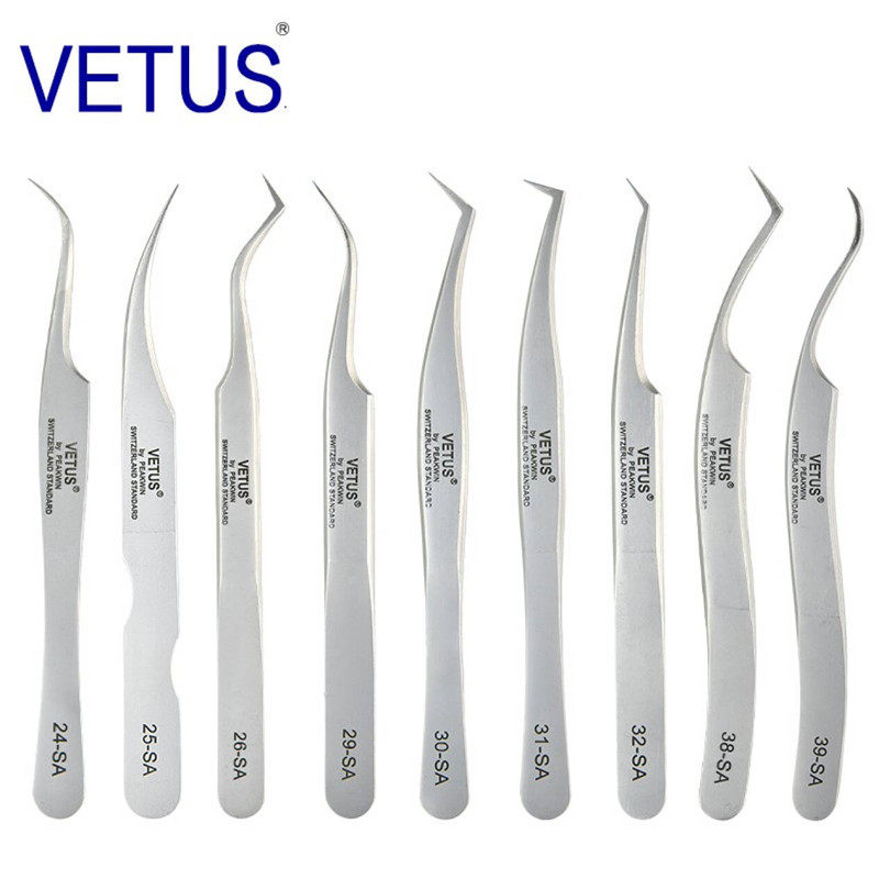 VETUS 正品新款SA美睫系列嫁接睫毛镊子高精度分毛开花金羽海豚夹