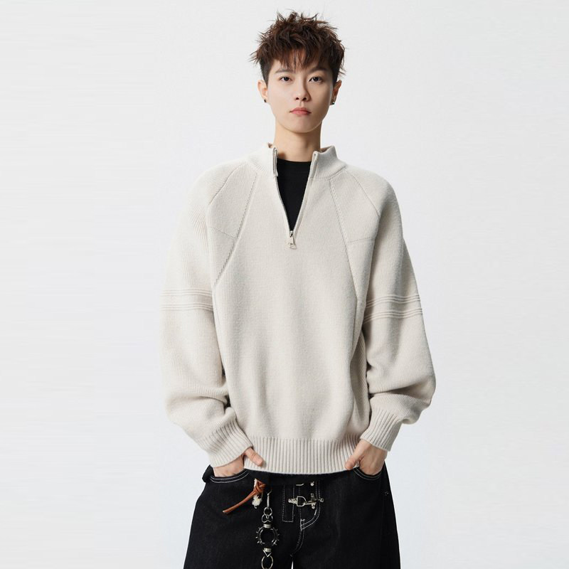 半拉链毛衣男款秋冬季2025新款半开襟套头针织衫男内搭保暖打底衫