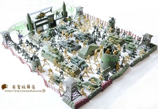 小时候的小兵人打仗玩具套装儿童军事基地模型士兵基地过家家亲子