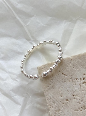 韩国925纯银戒指女ins性冷淡风叠戴素圈开口可调节指环小众指圈