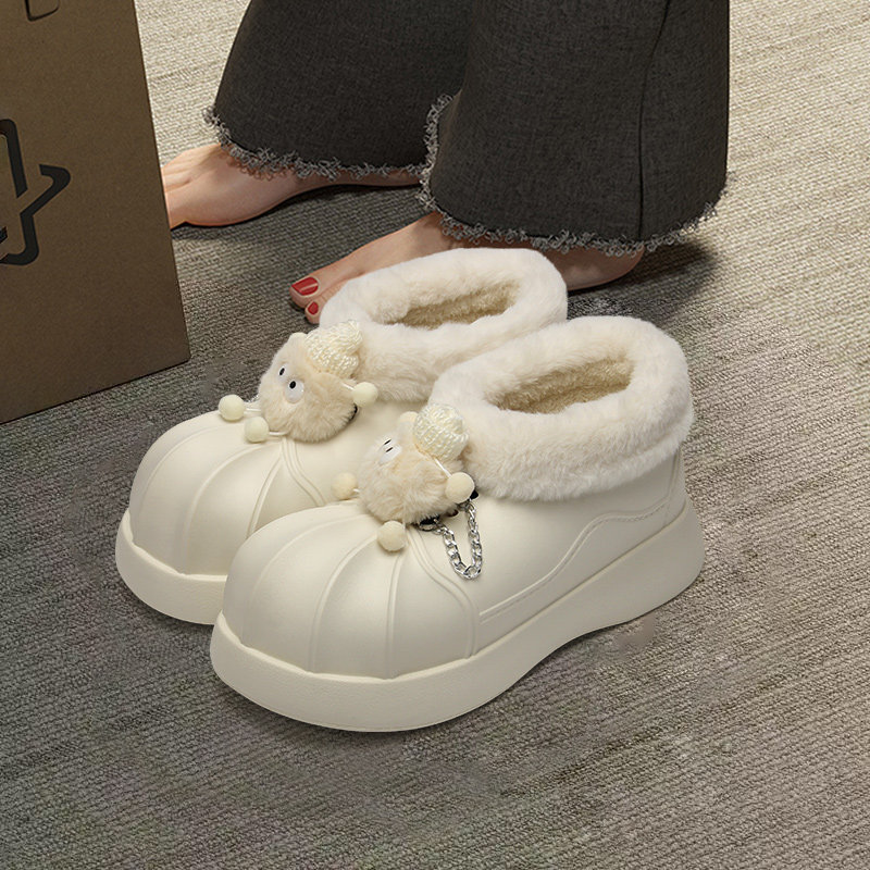 可爱棉靴女士2025冬季新款时尚全包外穿加绒保暖厚底防滑防水棉鞋