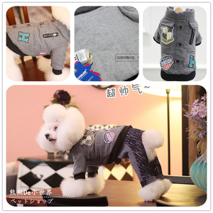 清仓特价nicovaer宠物衣服泰迪狗狗衣服 灰色羊毛加厚呢子外套