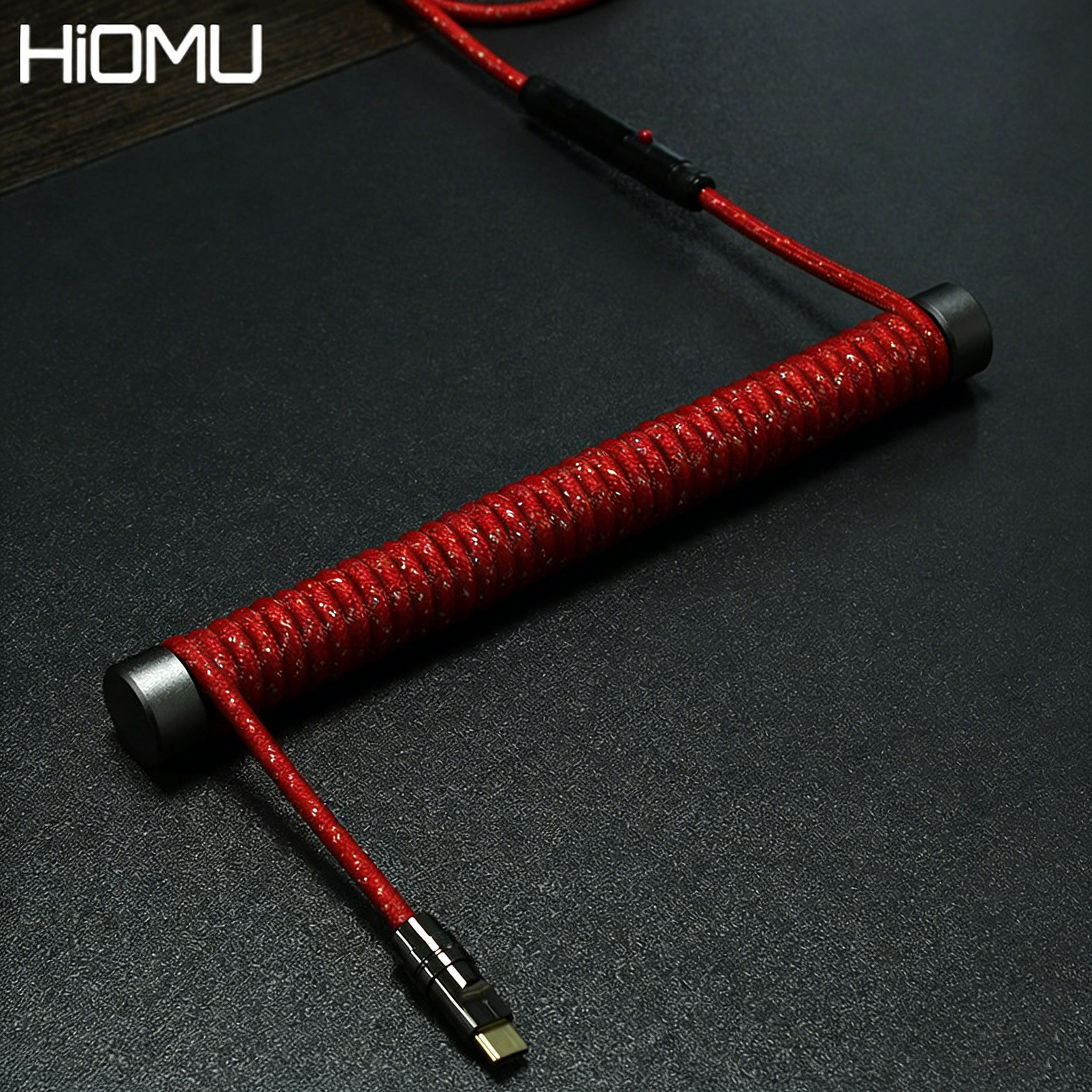 客制化机械键盘数据线彩色航插线螺旋配套type-c编织配金属固定棒