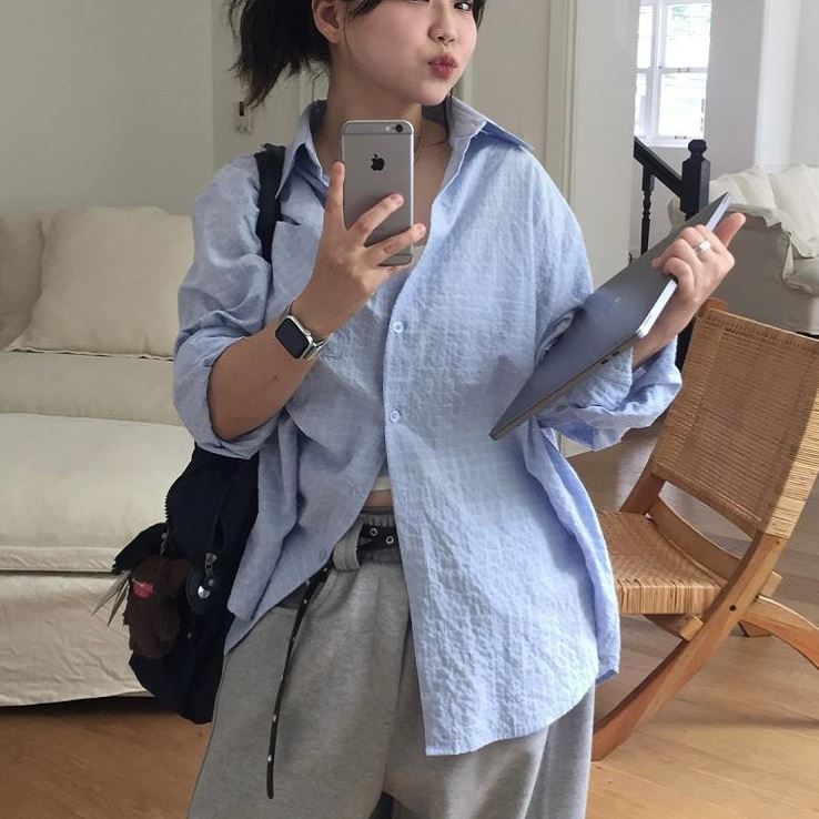 六0628韩国正品myou-th992 衬衫区知性通勤炸街纯色清新正品风格