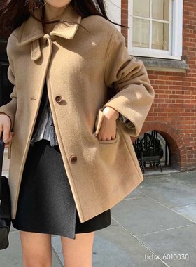 九1114韩国东大门大衣区J2-8696311纯色学院正品复古冬款街头新款