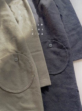 2302LY01-NO 有圆圆手兜的羊毛呢A字洋装