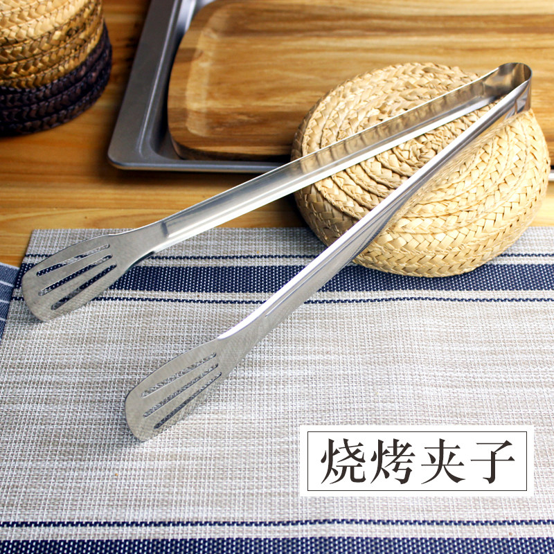 14寸长柄食品夹无磁不锈钢面包夹子BBQ烧烤夹食物夹百货厨房夹子