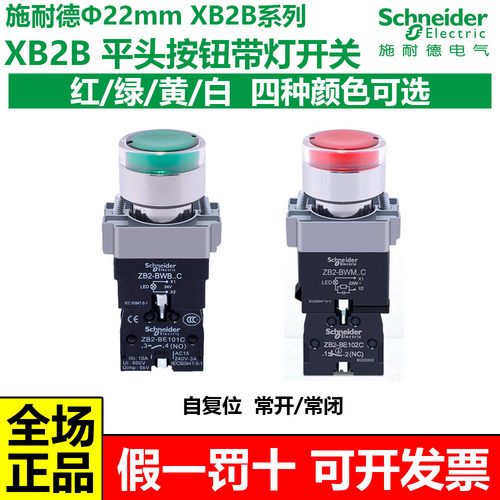 带灯按钮开关绿色施耐德