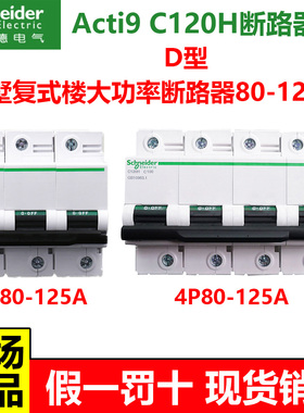 施耐德A9断路器C120H大电流空气开关2P3P4P80A100A125A别墅D型
