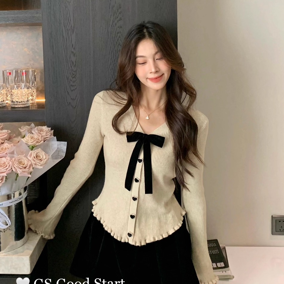法式气质蝴蝶结针织衫高级感上衣