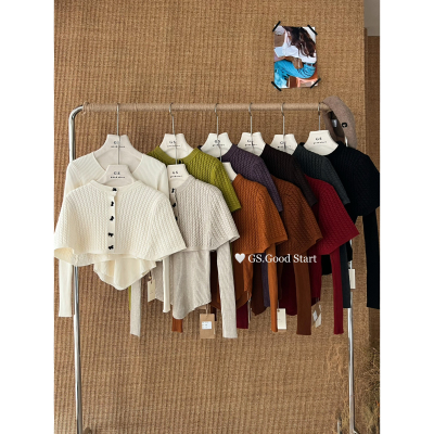 法式复古蝴蝶结斗篷披肩针织毛衣