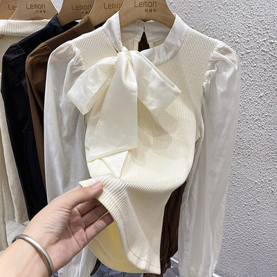 2023泡泡袖打底衫女春季