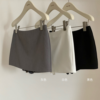 灰色西装半身裙防走光a字包臀裙