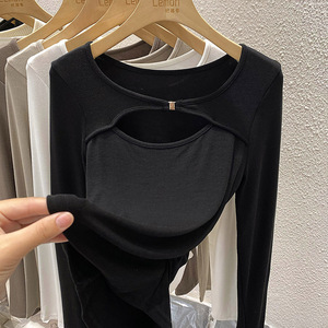 2023秋冬长袖T恤内搭打底衫女设计感小众修身显瘦洋气时尚上衣潮