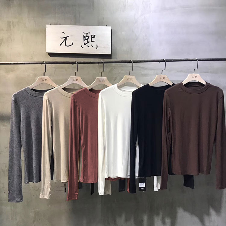 修身打底衫女百搭薄款黑色