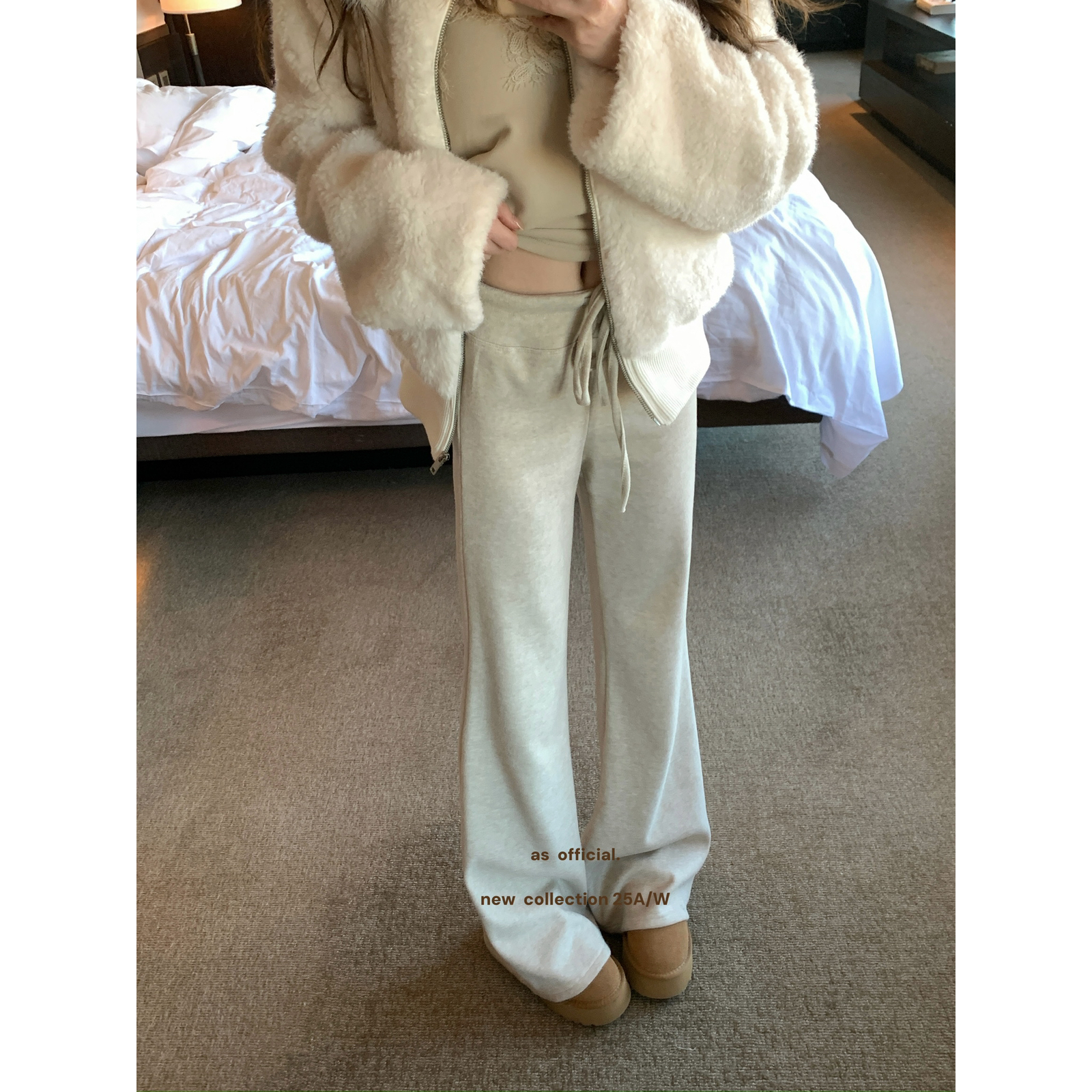 磨毛加绒加厚微喇裤女