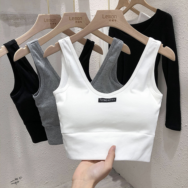 吊带背心内搭带胸垫运动内衣叠穿