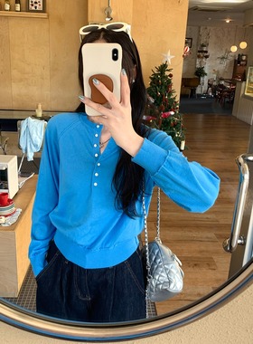 长袖亨利领针织打底衫女秋冬白色毛衣高级感内搭气质修身显瘦上衣