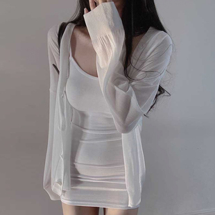 披肩配长裙子罩衫 慵懒风宽松防晒长袖 薄款 女春季 冰丝上衣 针织开衫