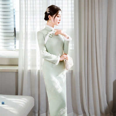改良旗袍2025冬装款冬季礼服