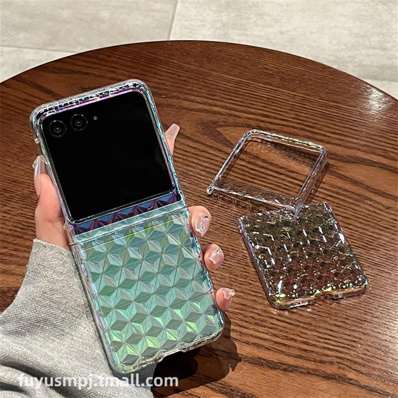 高档适用摩托罗拉razr40ultra手机壳新款透明菱格镭射高级moto razr40ultra折叠屏小众女超薄全包防摔