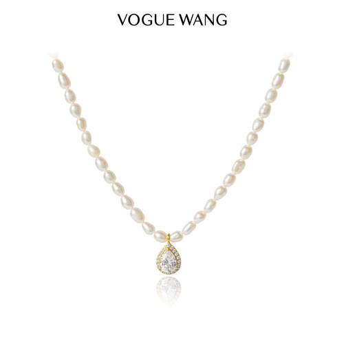 VOGUEWANG【海洋系列】高级度假纯银天然淡水珍珠水晶吊坠项链
