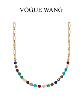 天然彩色宝石彩色多巴胺串珠项链