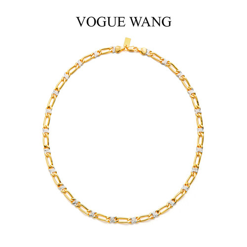 VOGUEWANG镀金古巴链双生色项链