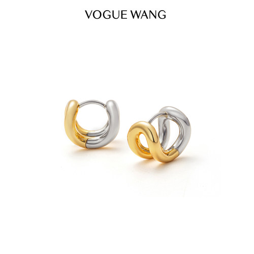 VOGUEWANG金银双色小号U形耳环