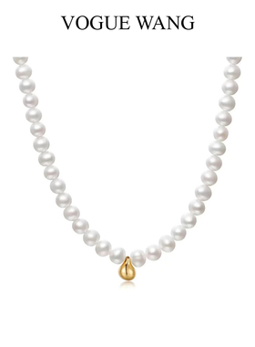 CHICWANG纯银镀金天然珍珠项链