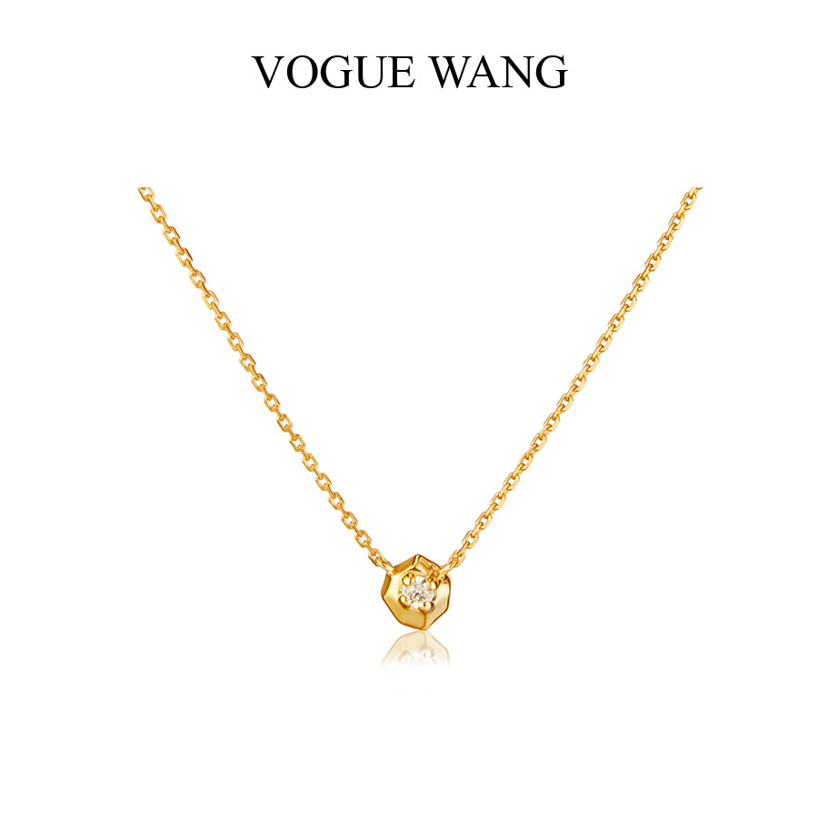 VOGUEWANG锆石银镀金女锆石项链