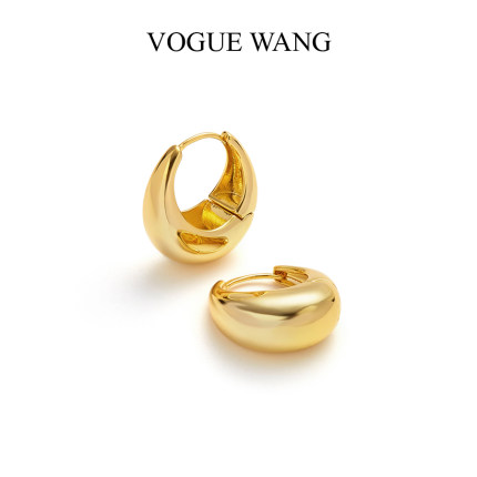 WANG轻奢高级感金色水滴耳环简约百搭白百何同款镀18K金圆形耳环