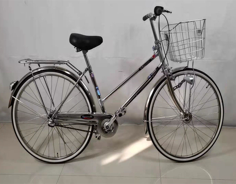 出口日本自行车全新川崎26寸不锈钢单速变速轻便复古休闲男女运动