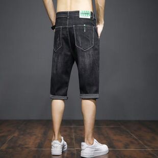 薄款 休闲潮牌裤 五分牛仔短裤 潮流破洞修身 子男 男韩版 凯文麦克夏季