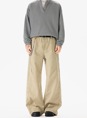 凯文麦克自家图N1316水洗裁剪工装裤卡其军绿S到3XL成分100棉