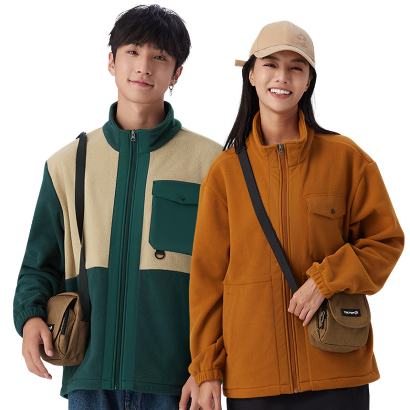 TECTOP探拓户外秋冬抓绒衣男女通款加厚保暖透气立领防风开衫外套