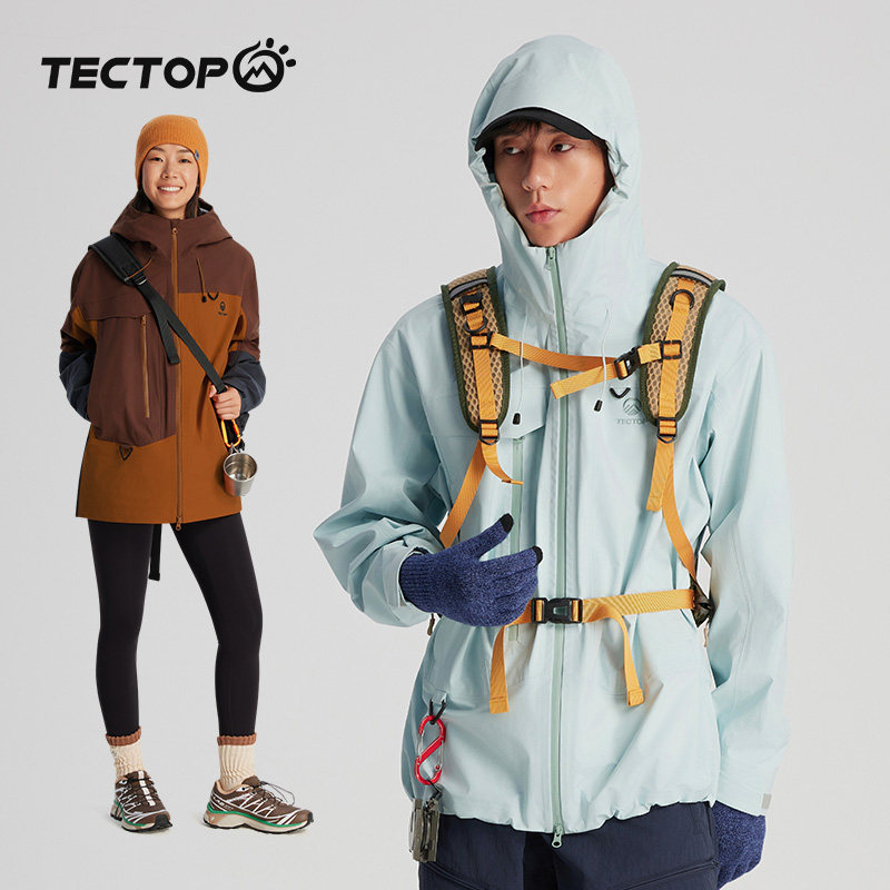 TECTOP探拓秋冬单层硬壳冲锋衣男女同款防风保暖休闲徒步登山外套