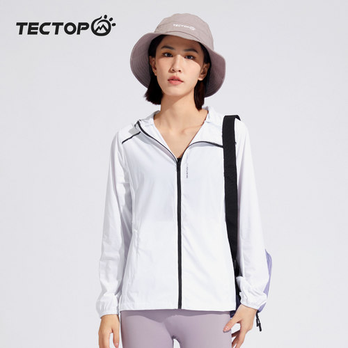 探拓TECTOP户外春夏女款轻薄透气徒步防晒衣休闲连帽衣跑步皮肤衣