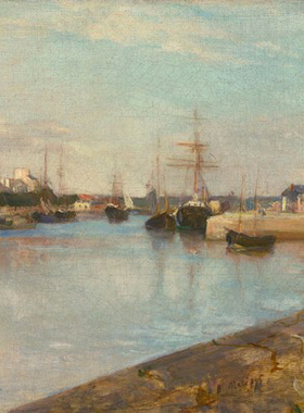 Morisot莫里索油画洛里昂港口手绘临摹油画美国国家美术馆复制品