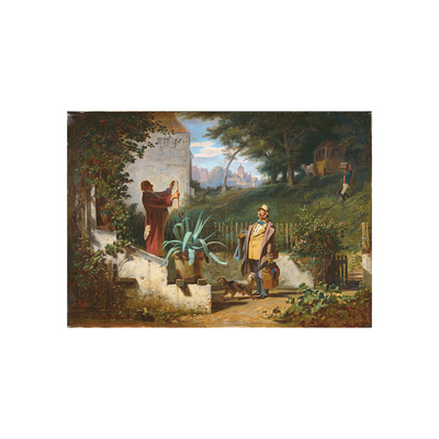 手绘临摹油画卡尔施皮茨韦格Carl Spitzweg复古艺术挂画童年伙伴