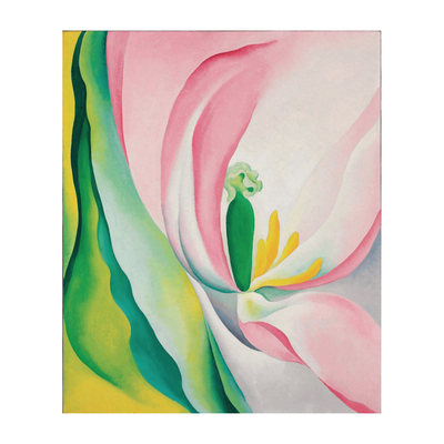 粉色郁金香花卉装饰画奥基夫油画O'Keeffe欧姬芙纯手绘复制品植物