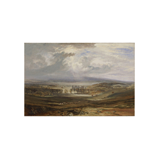 临摹透纳手绘风景油画雷比城堡达林顿伯爵的宅邸大幅名画客厅挂画