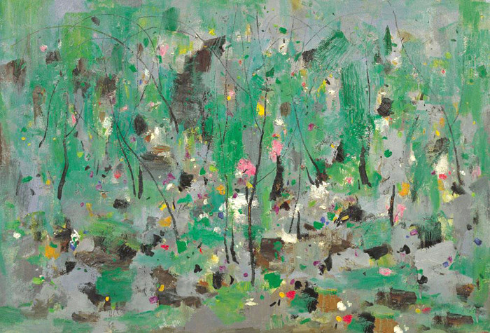 吴冠中油画春归何处手工复制品 新中式装饰画客厅沙发餐厅挂画