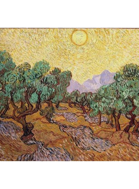 van Gogh凡高风景油画手绘临摹复制品世界名画黄色天空下的橄榄树