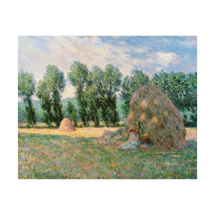 Claude Monet手绘临摹田园干草垛树木风景画印象派莫奈油画莫内